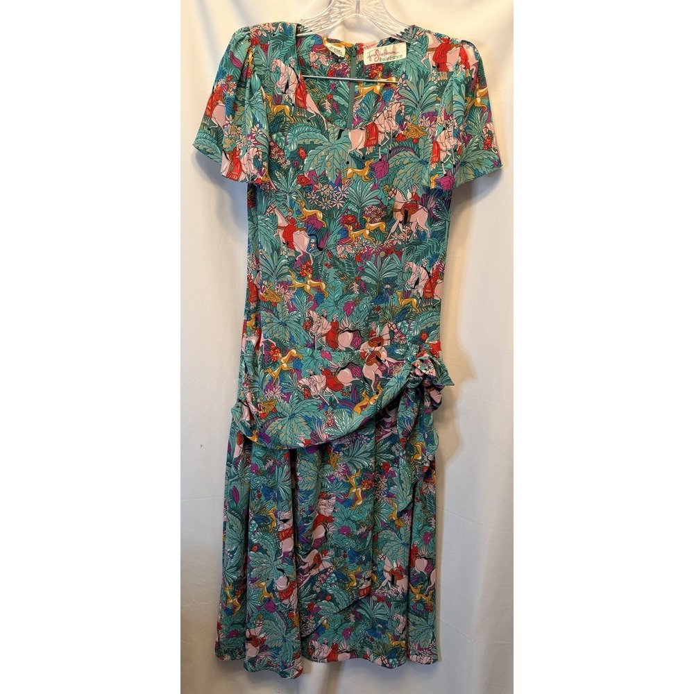 Vintage Jane Schaffhausen Belle France Dress Flutter Sleeve Floral Cottagecore